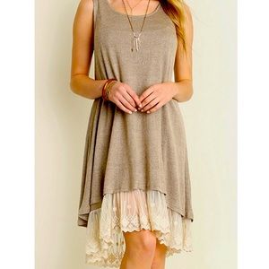 Umgee Lace-bottom Tank Dress